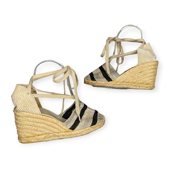 Andre Assous Striped Espadrille Wedges Size 7 - Picture 10 of 15